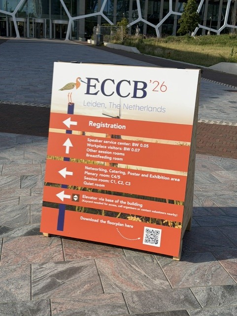 Signboard for ECCB 2026 outside the congress venue in Leiden